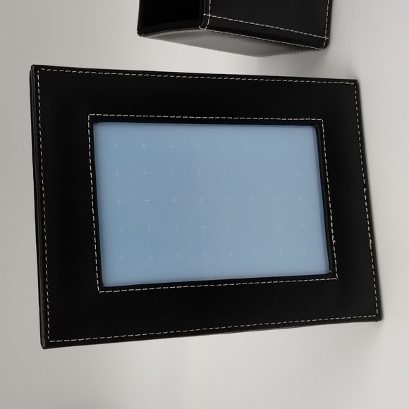 Black with White stitching Desk Set New - Picture 2 of 11